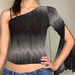 Mercury U.S.A Grey Thai Dye Lurex Slinky One Shoulder open sleeve top Size L
